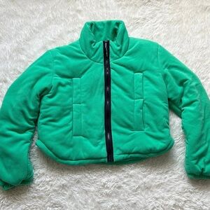 Large free people movement fleece puffer In Kelly green